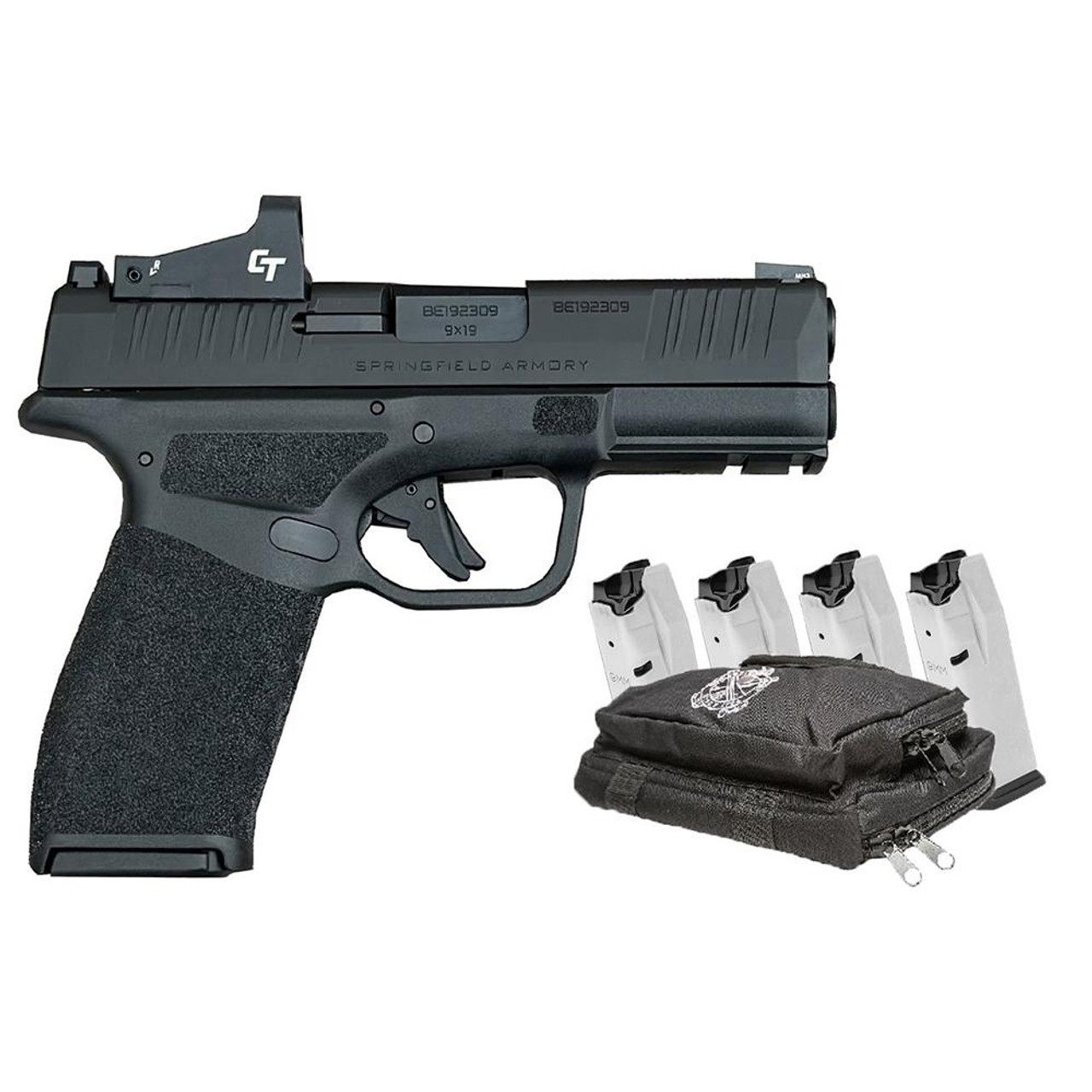 Spring Field Hellcat Pro 9mm 5 15RD Mags-Range Bag-Crimson Trace CT-1500 Red Dot