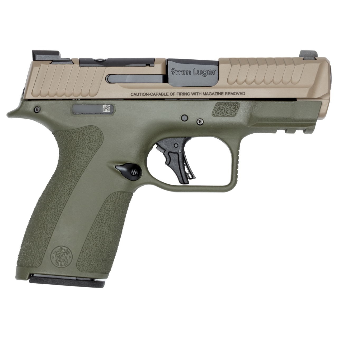 Smith & Wesson M&P9 Shield X Optic Ready Pistol 14263, 9mm, 3.6", OD Green Grips, FDE Finish, 15 Rds