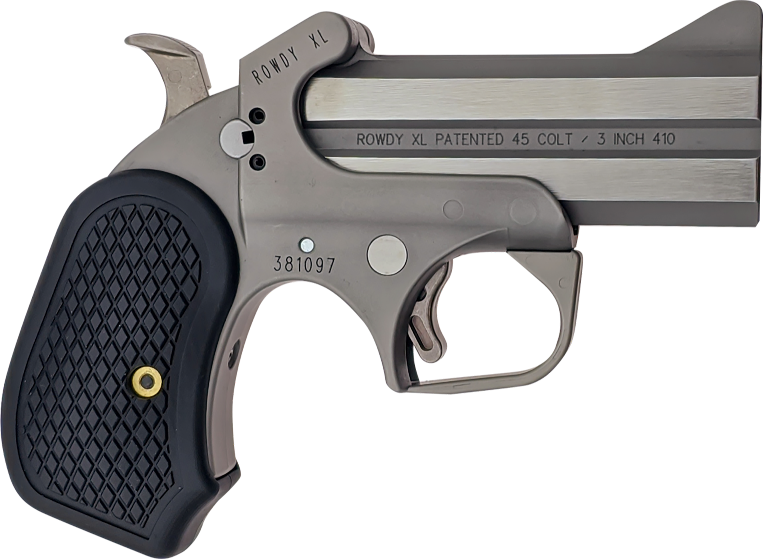 Bond Arms Rowdy XL Pistol BONDBARWXL-45410, 45 Colt / 410 Gauge, 3.5", 3" Chmbr, Rubber Grips, Stainless Finish, 2 Rds