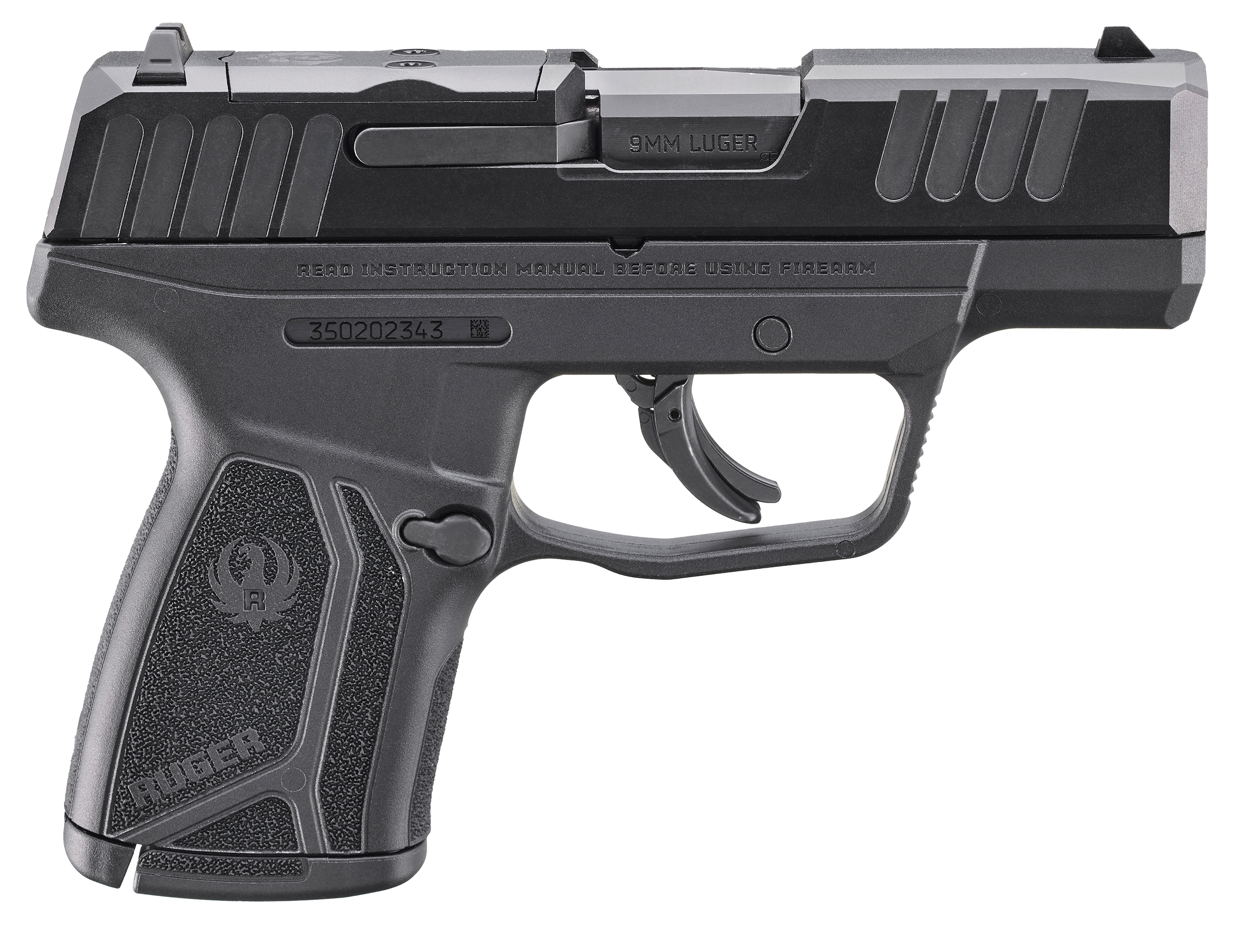 Ruger Max-9 Optic Ready Pistol 3514, 9mm, 3.2 in, Black Polymer Grip, Blue Finish, Manual Safety, 12 Rds