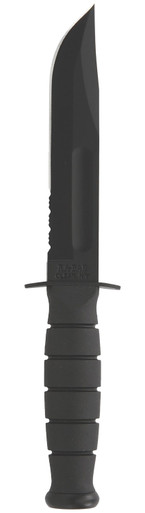 KA-BAR 1257 Short Fighting/Utility Knife 5.25" 1095 Cro-Van Serrated Black Kraton G Handle - 1257
