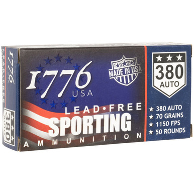 1776 USA Lead Free Sporting Pistol Ammo 380 ACP 70 gr. LFB 50 rd.