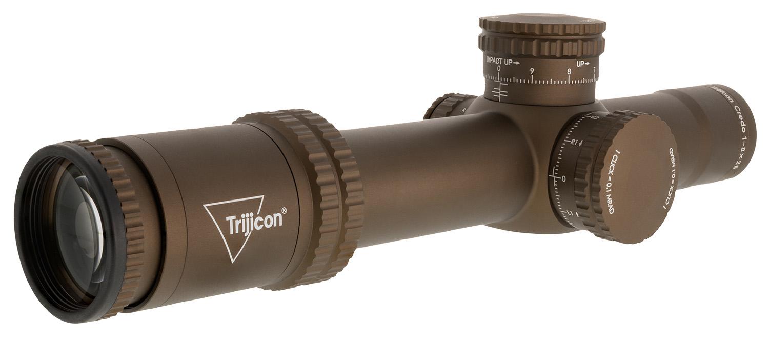 Trijicon Credo FFP Rifle Scope 2900055, 1-8x, 28mm Obj, 34mm Tube, Illuminated MOA Segmented Circle Reticle, Coyote Brown
