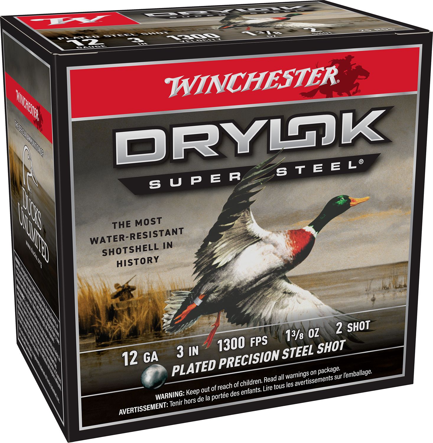 Winchester Ammo Drylok Super Steel Magnum XSM1232, 12 Gauge, 3", 1 3/8 oz, 1300fps, 2 Shot, 25 Rd/bx