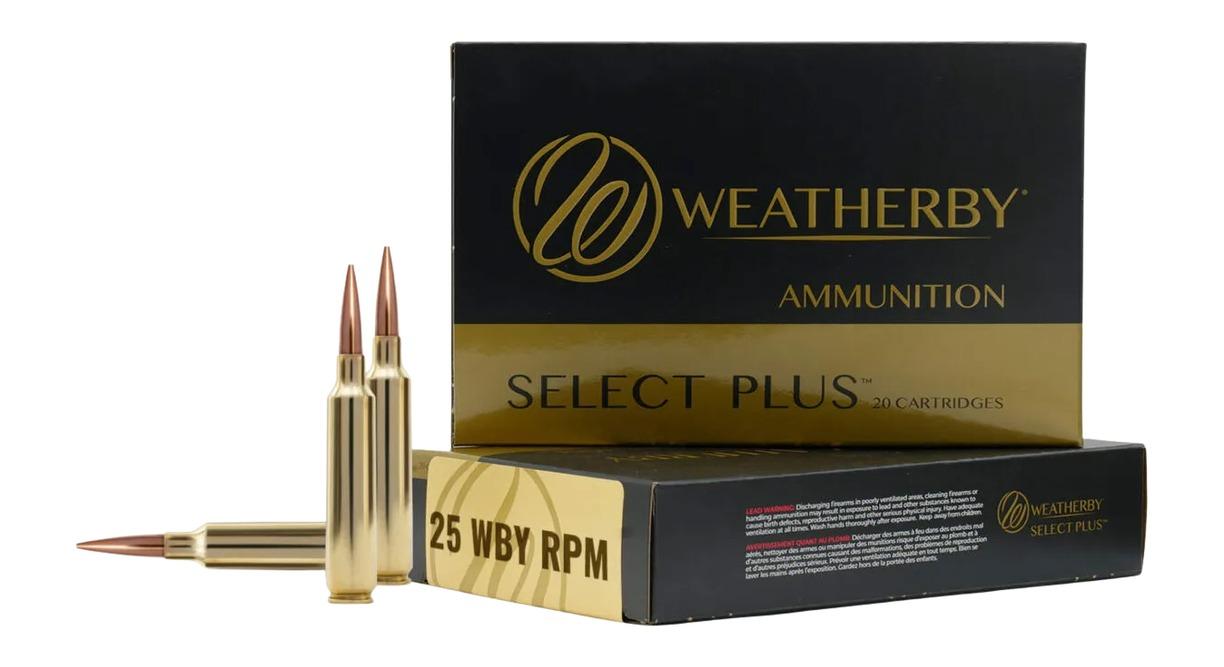 Weatherby Select Plus Rifle Ammunition R25RPM133EH, 25 Weatherby RPM, 133 gr, 3000 fps, 20 Rd/Bx