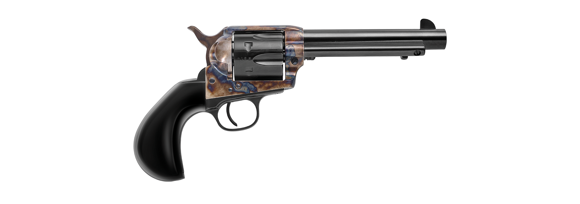 Uberti Outlaws & Lawmen 1873 Cattleman Bonney .45 Colt 5-1/2″ Barrel Bison Horn Grip Case Hardened Finish Revolver #356716