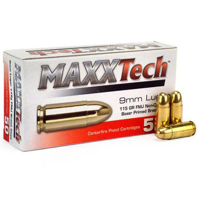MAXXTech PTGB9MMB 9mm 115GR FMJ 50 Rounds