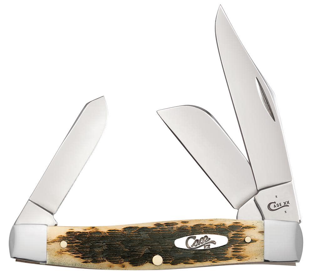 Case Peach Seed Jig Amber Bone Large Stockman Pocket Knife (00204)
