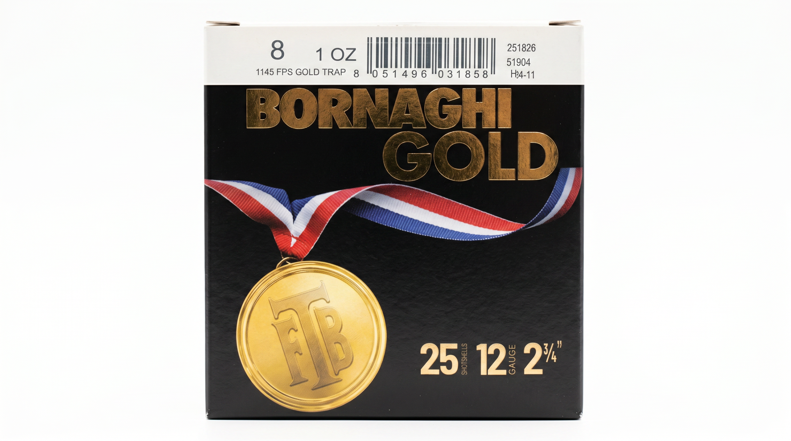 Bornaghi Gold Trap Target Loads T1GOLDTRAP288, 12 Gauge, 2-3/4", 1 oz, 1145 fps, #8 Shot, 25 Rd/bx