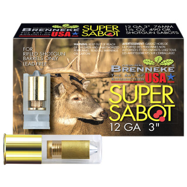 Brenneke SL123SUS SuperSabot 12Gauge 3" 1 1/8oz Sabot Slug Shot 5 Per Box/50 Case