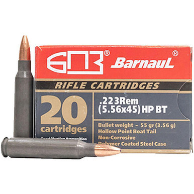 Barnaul .223 Remington 55GR HPBT55 HP Boat Tail Polycoated Steel Case Cartridges 20 Rounds