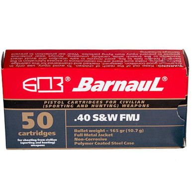 Barnaul FMJ165 Polycoated Steel Case .40 S&W 165 GR FMJ 50 Rounds