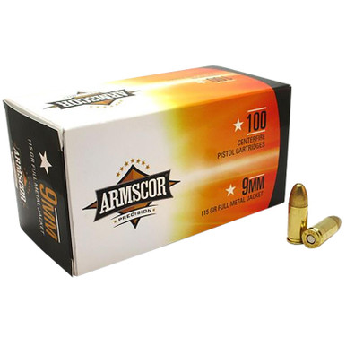 Armscor 50444 Precision Value Pack 9mmLuger 115gr Full Metal Jacket 100 Per Box/12 Case