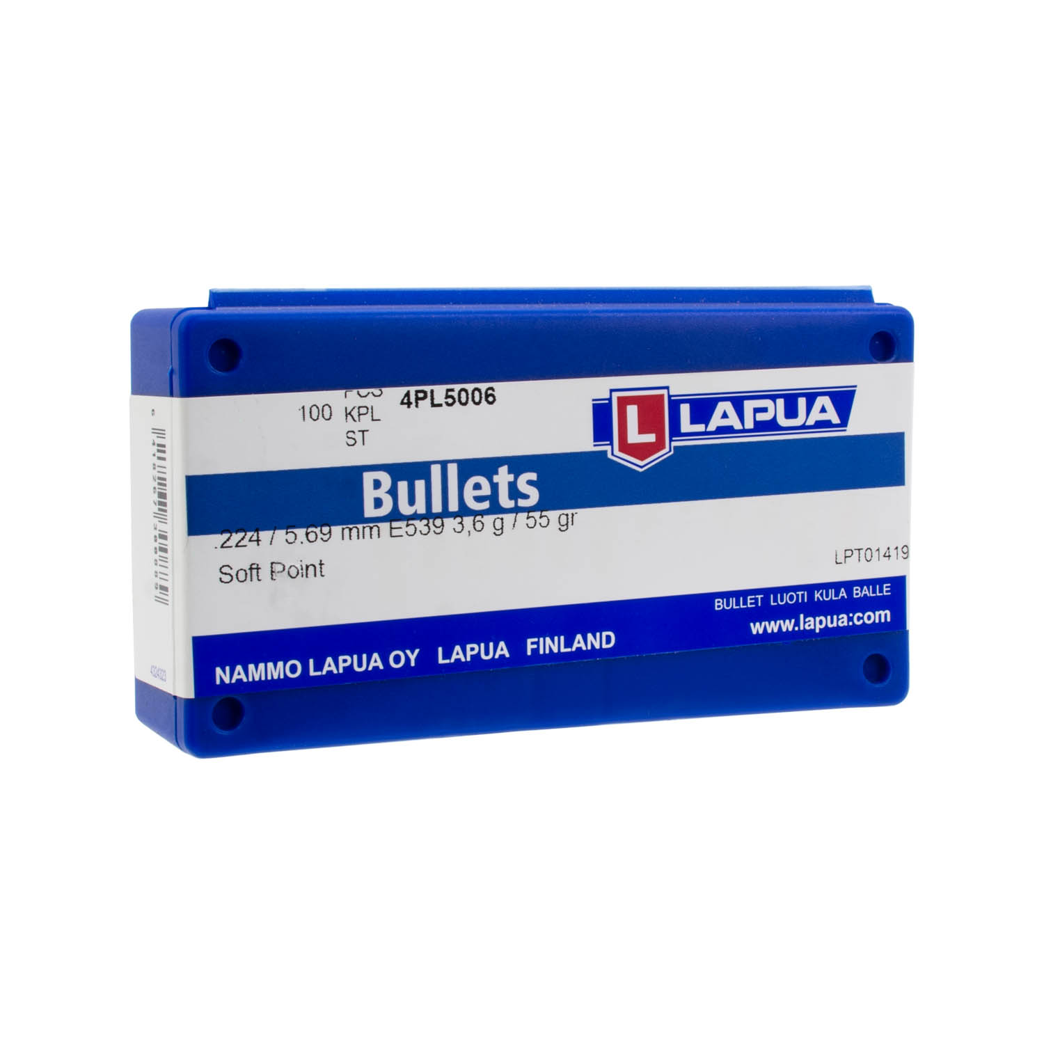 Lapua 22 cal. 55gr. Soft Point Bullets, Box of 100