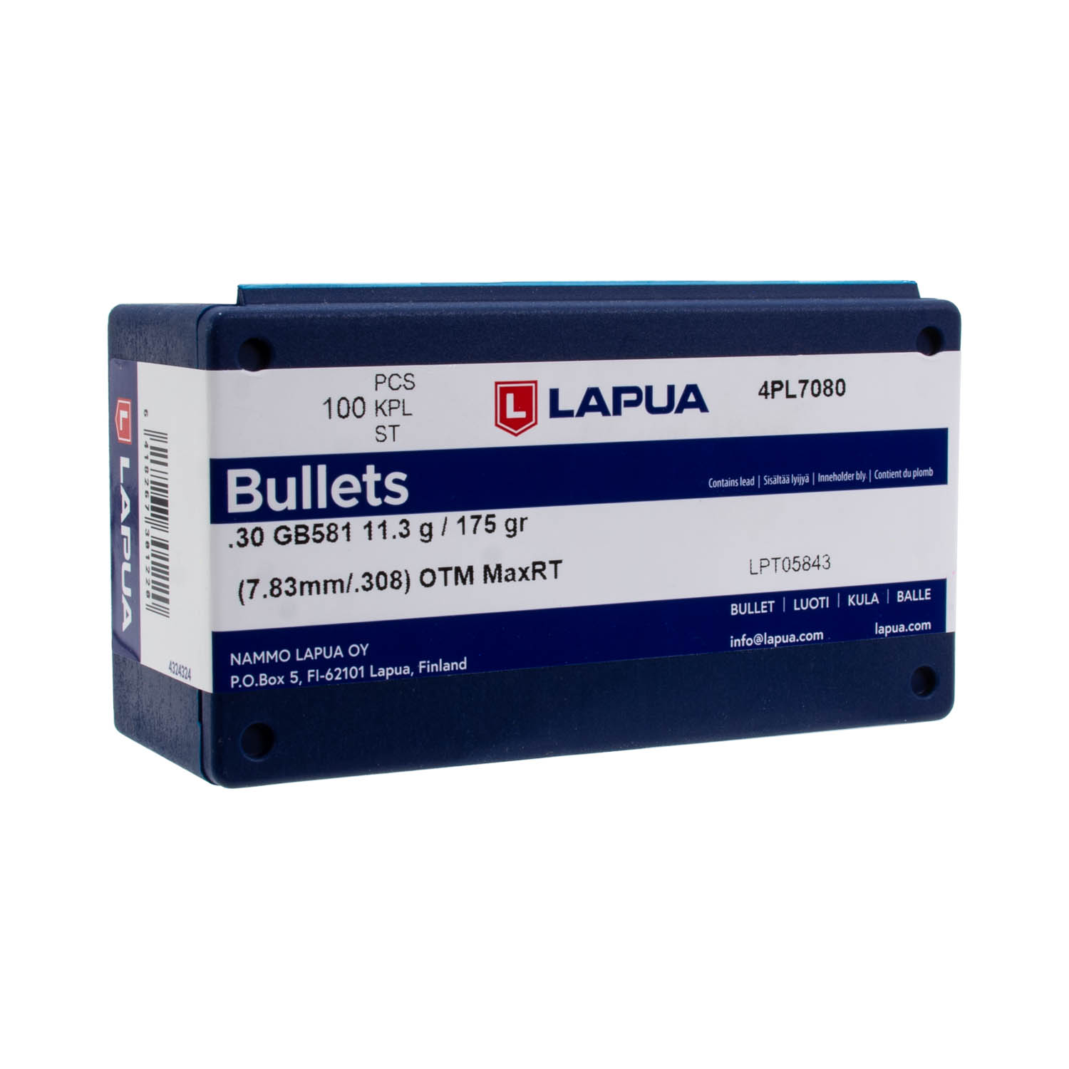 Lapua 30 cal. 175gr. MaxRange Target OTM Bullets, Box of 100