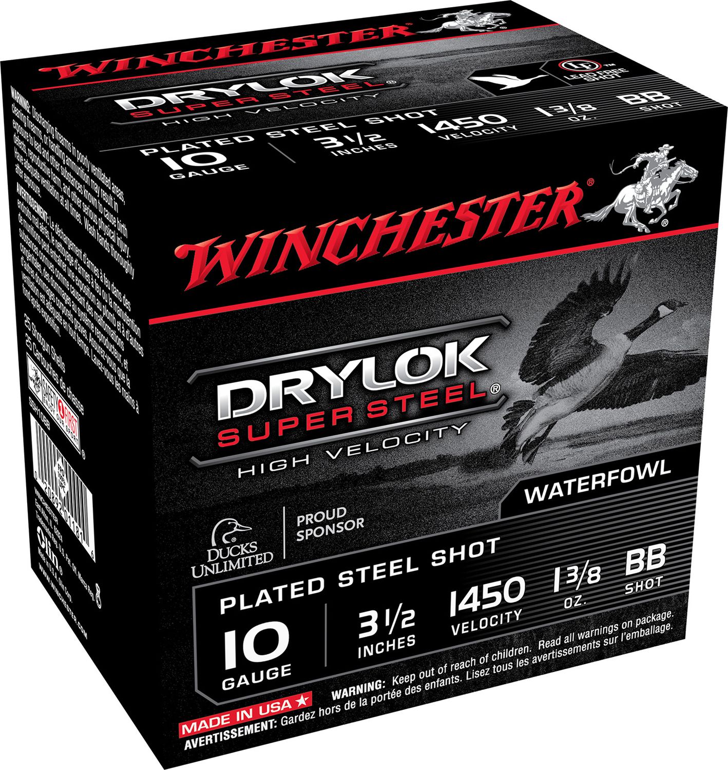 Winchester Ammo Drylok Super Steel High Velocity SSH10BB, 10 Gauge, 3.50", 1 3/8 oz, 1450fps, BB Shot, 25 Rd/bx