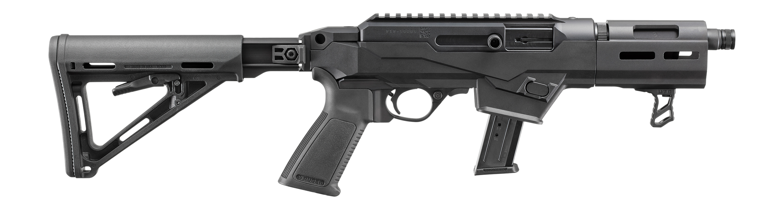 Ruger PC Carbine Takedown SBR 39101, 9mm, 16.12", Synthetic Stock, M-Lok Handguard, Black Finish, 17 Rds