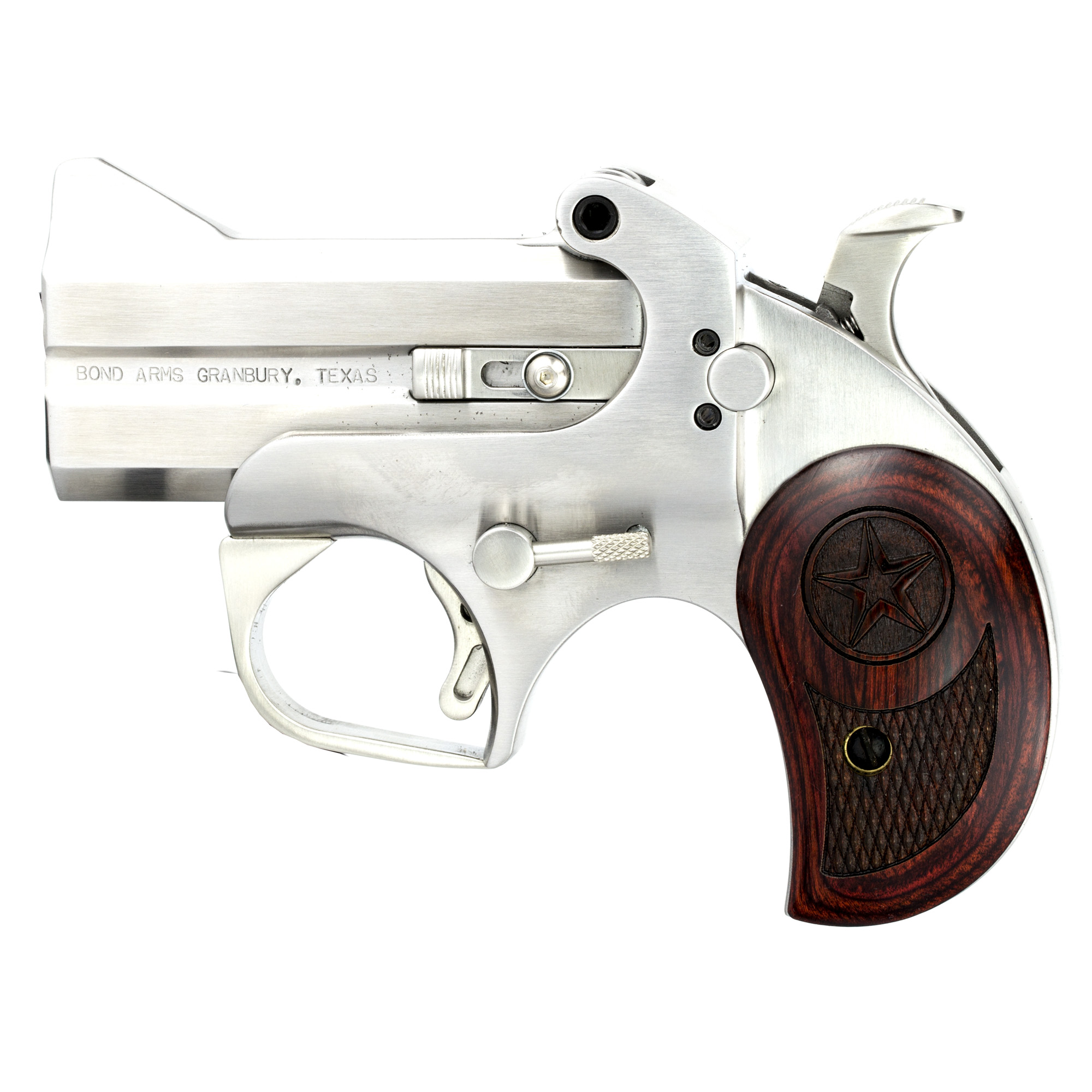 Bond Arms BATD Texas Original 357 Mag/38 Sp 2rd 3” Barrel, Stainless Metal Finish, Rosewood Grip, Blade Front/Fixed Rear Sights, Manual Safety