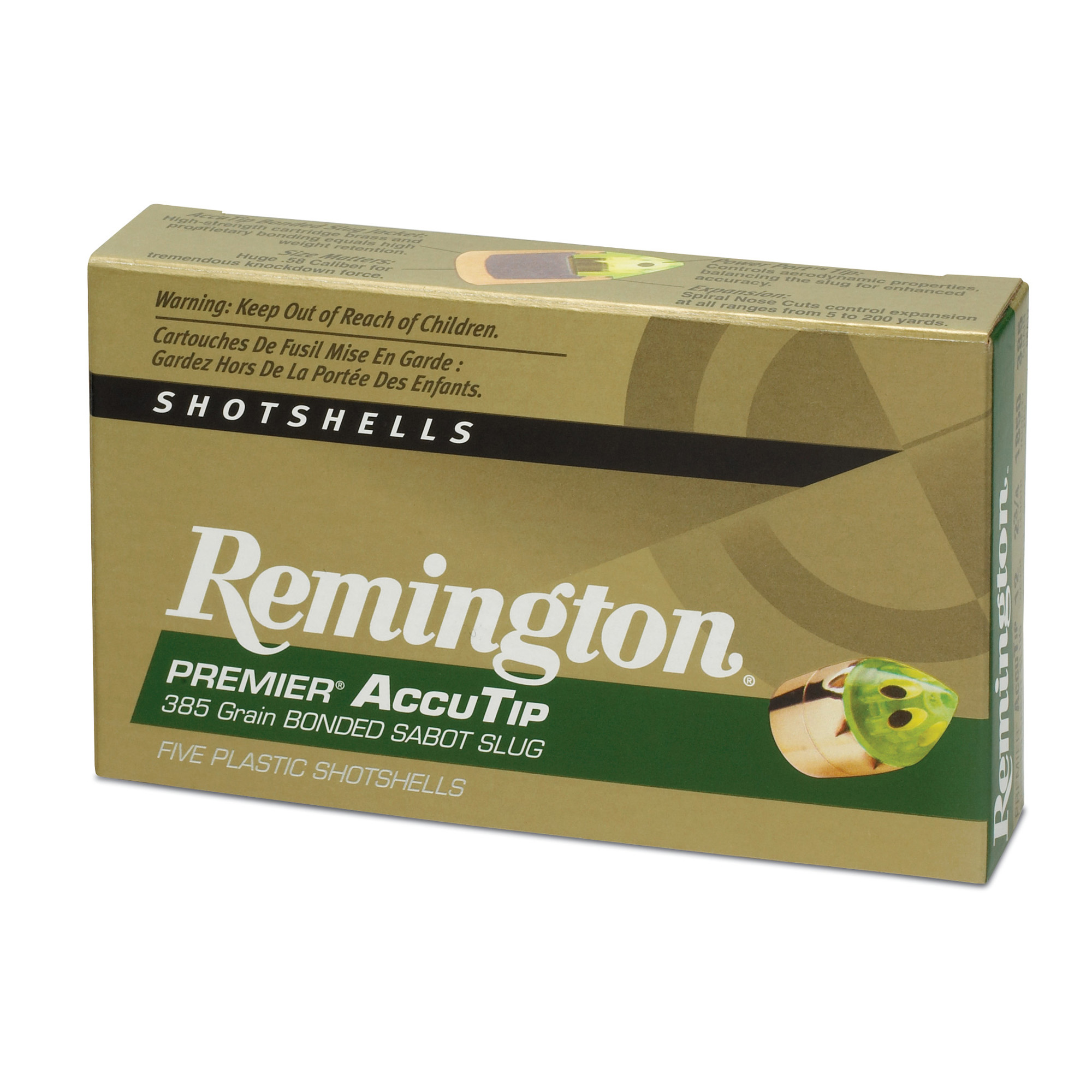 Remington Ammunition 20731 Premier AccuTip 12 Gauge 3” Sabot Slug Shot 5 Per Box/ 20 Cs