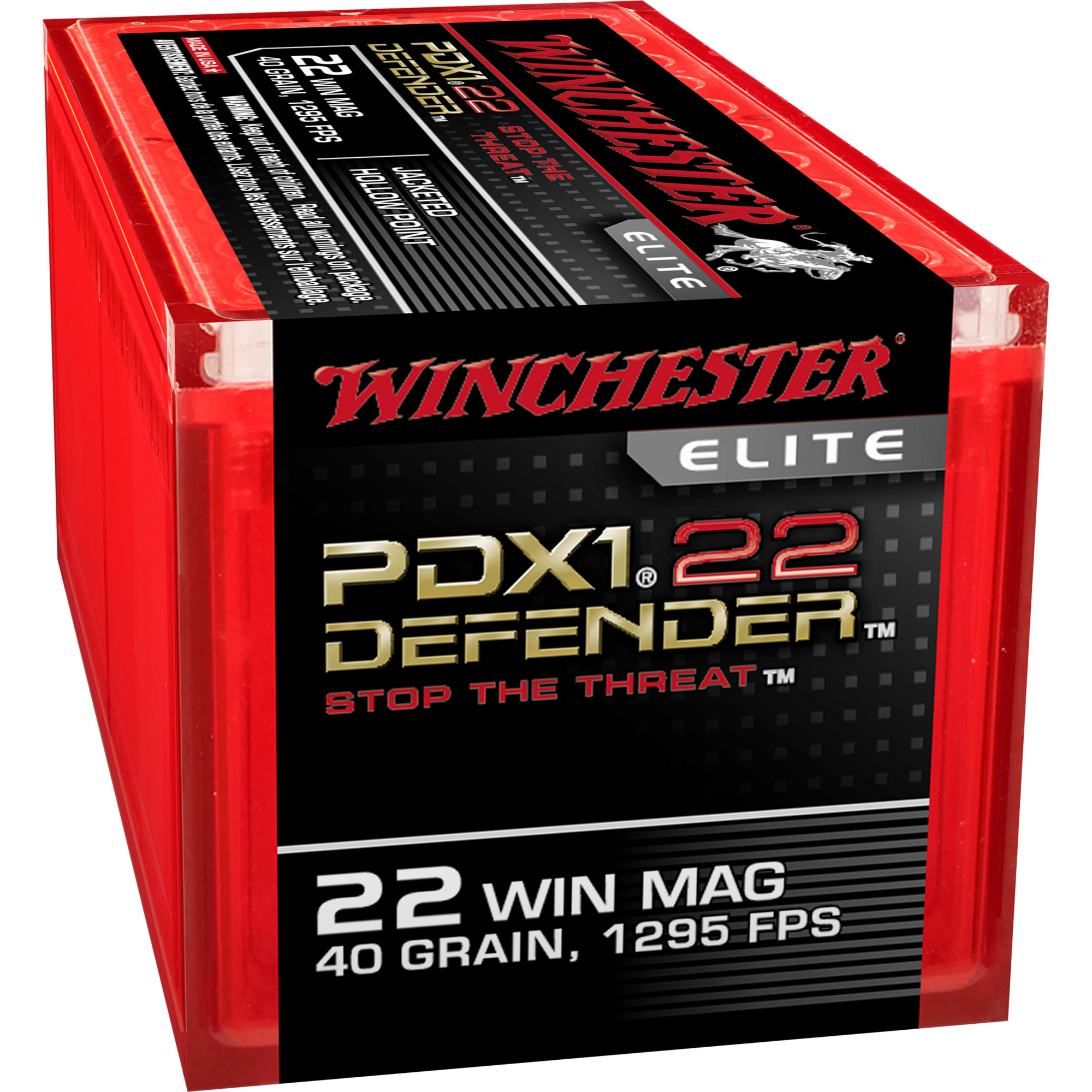 Winchester Ammo S22MPDX1 Defender 22WMR 40gr Jacketed Hollow Point 50 Per Box/20 Case