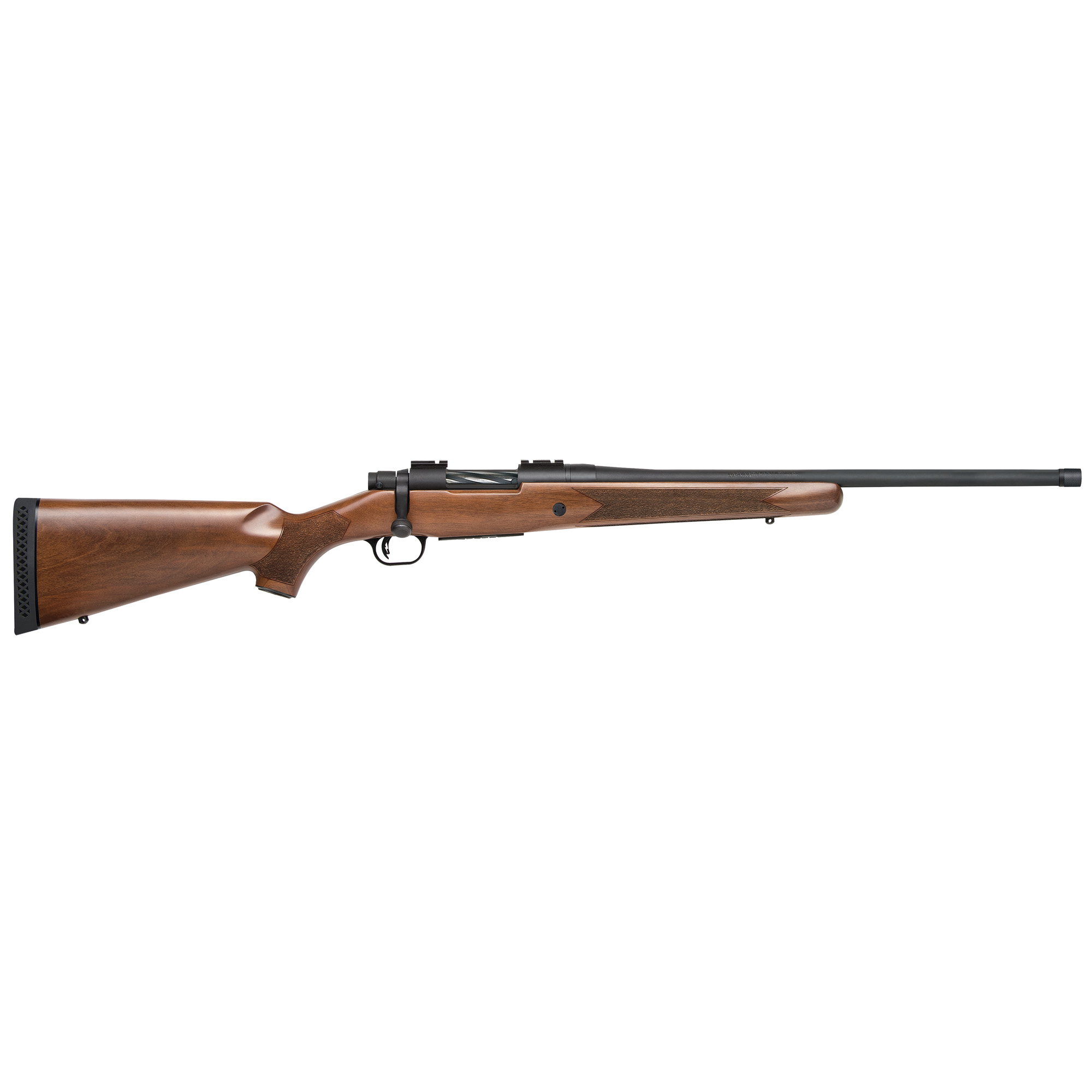 Mossberg 28043 Patriot Full Size 450 Bushmaster 4+1 20” Matte Blued Fluted Threaded Barrel, Drilled & Tapped Matte Blued Stainless Steel Receiver, Walnut Fixed Stock, Right Hand