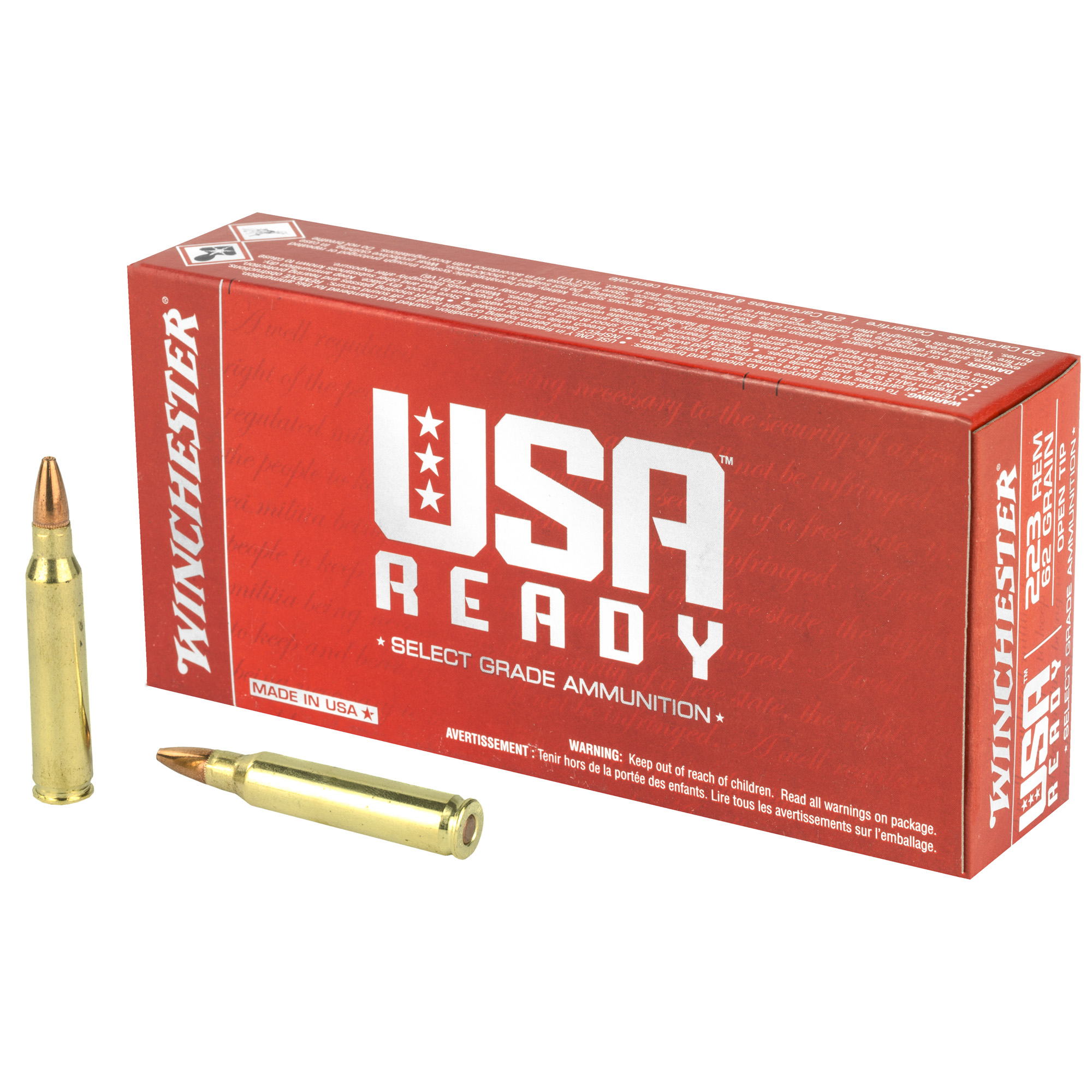 Winchester Ammo RED223 USA Ready 223Rem 62gr Open Tip Range 20 Per Box/10 Case