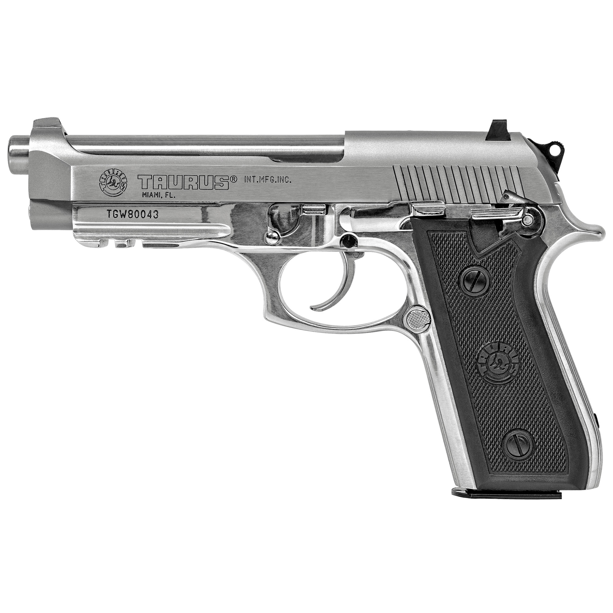 Taurus 1-920159-17 92 Serrated Frame 9mm Luger 17+1 5” Matte Stainless Steel Barrel, Matte Stainless Steel Serrated Slide, Stainless Aluminum Frame w/Picatinny Rail, Black Polymer Grip, Right Hand