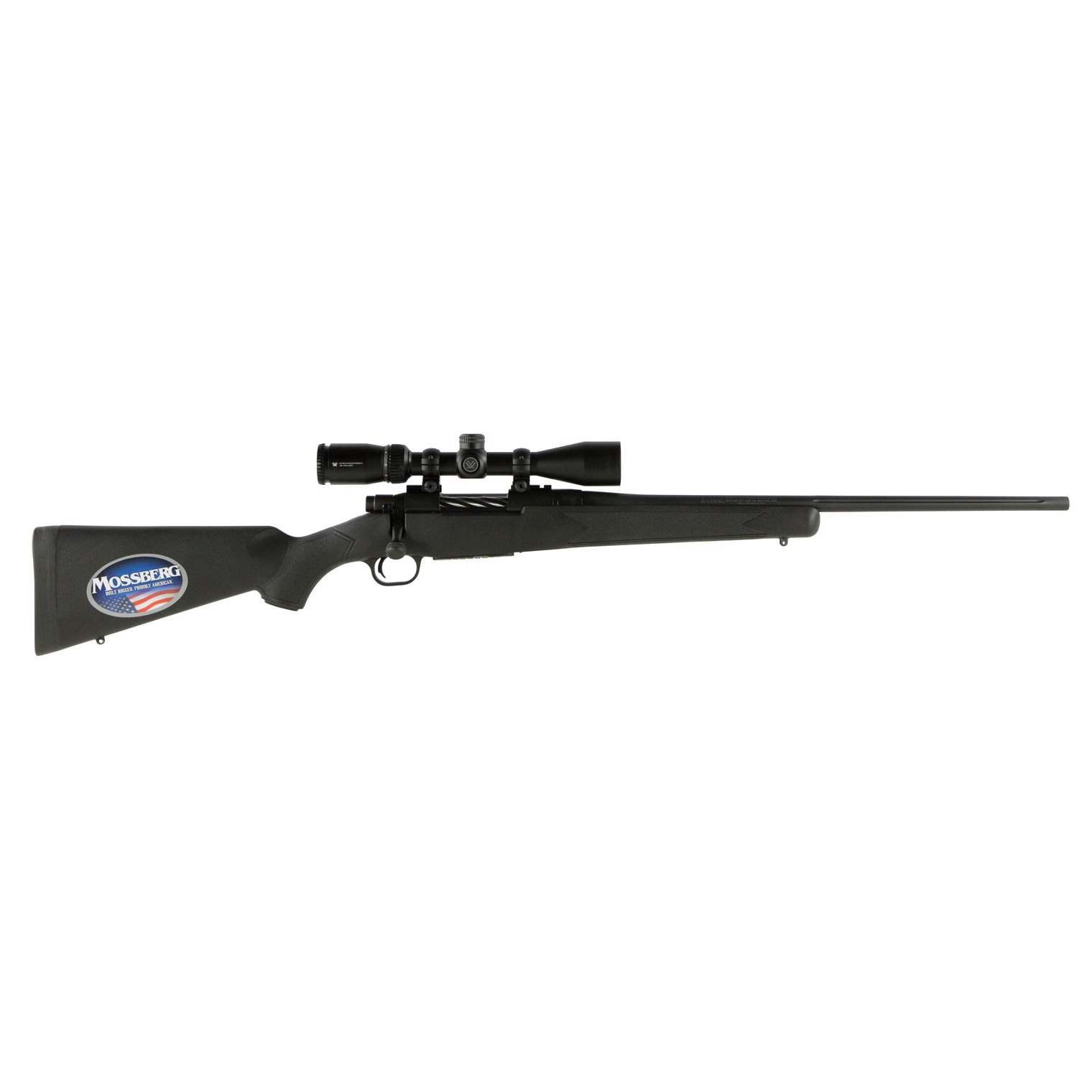 Mossberg 28001 Patriot 6.5 Creedmoor Caliber with 5+1 Capacity, 22” Fluted Barrel, Matte Blued Metal Finish & Black Synthetic Stock Right Hand (Full Size) Includes Vortex Crossfire II 3-9x40mm Scope