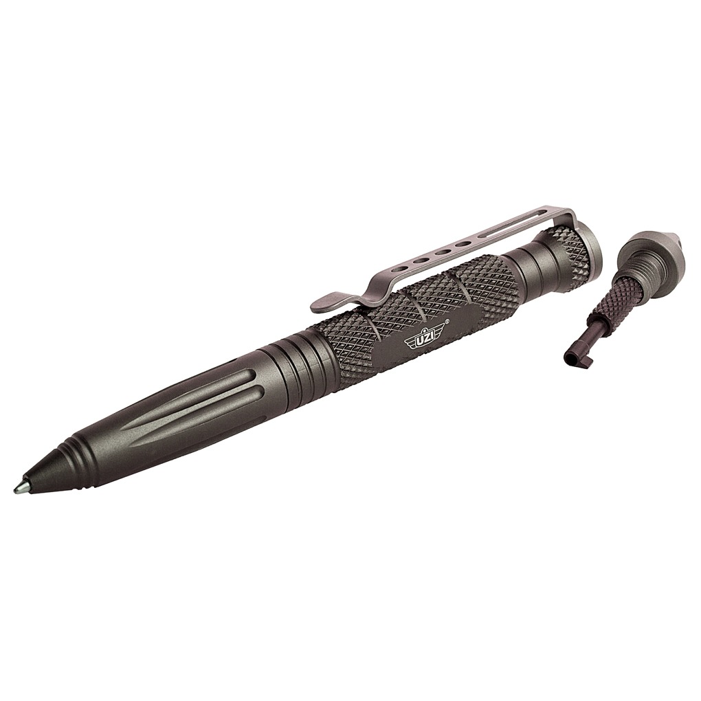 Uzi Accessories UZITACPEN6GM Tactical Pen Gun Metal Aluminum 6” Features Glass Breaker/Cuff Key