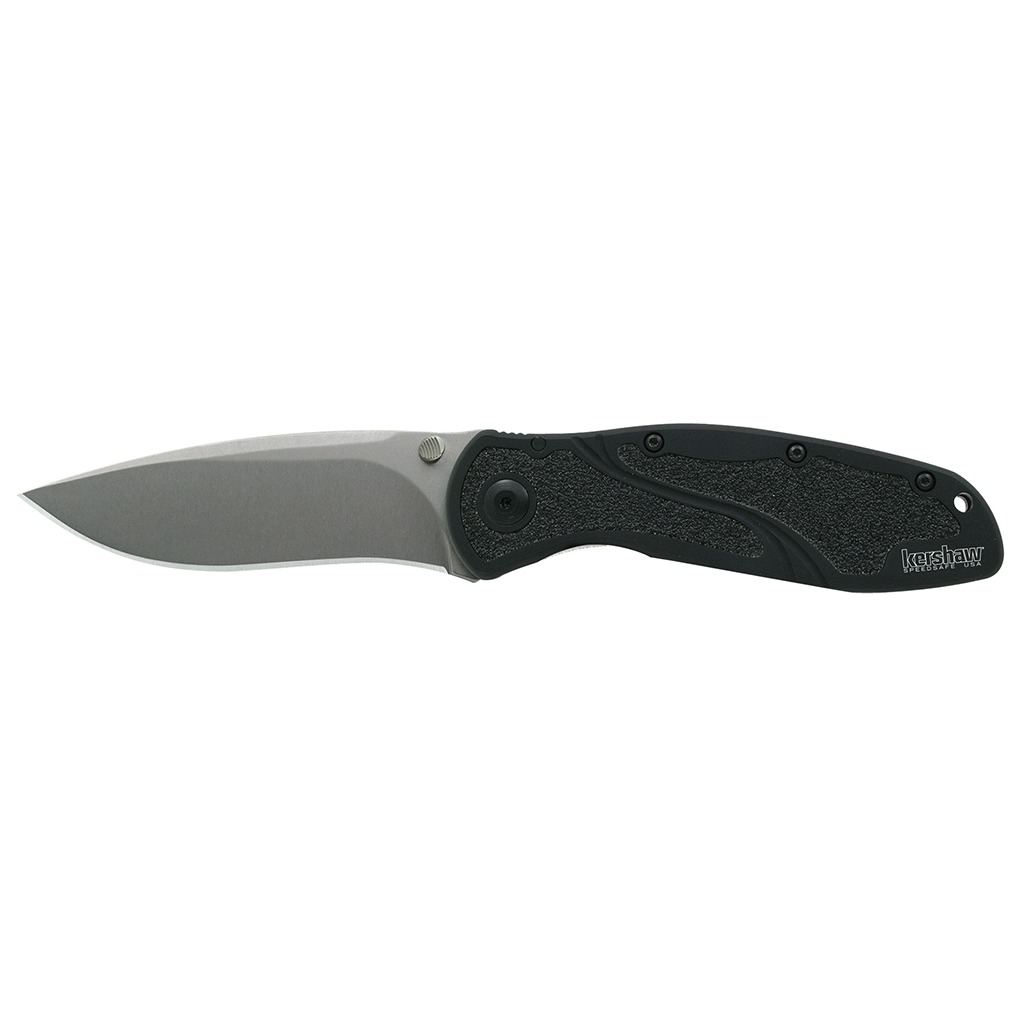 Kershaw 1670S30V Blur 3.40” Folding Drop Point w/Recurve Plain Stonewashed Powder Coated CPM S30V SS Blade Black Anodized Aluminum Handle Includes Pocket Clip