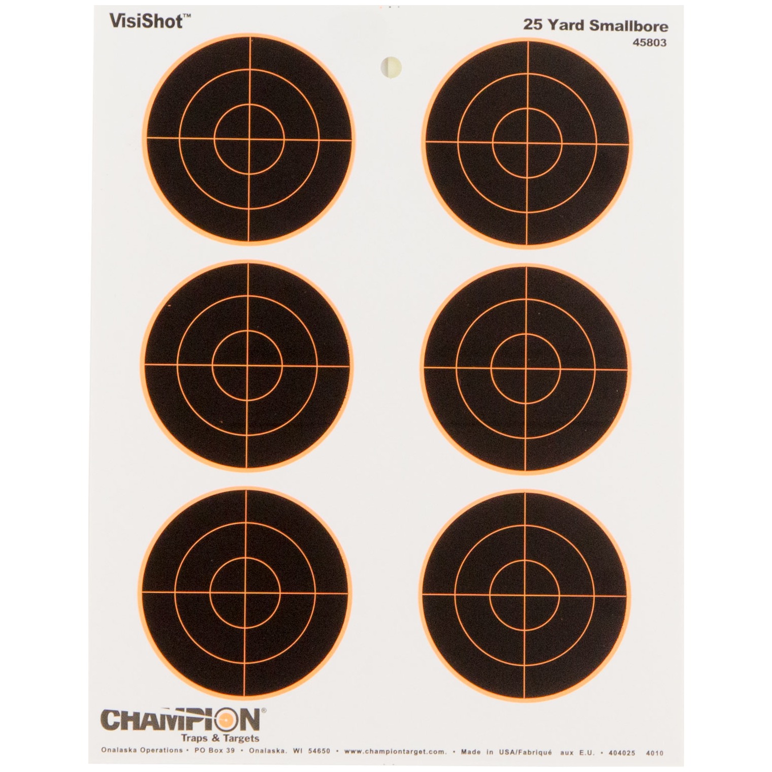 Champion Targets 45803 VisiShot Bullseye Paper Hanging 25 yds Small Bore Rifle 8.50” x 11” Black/White 10 Pack