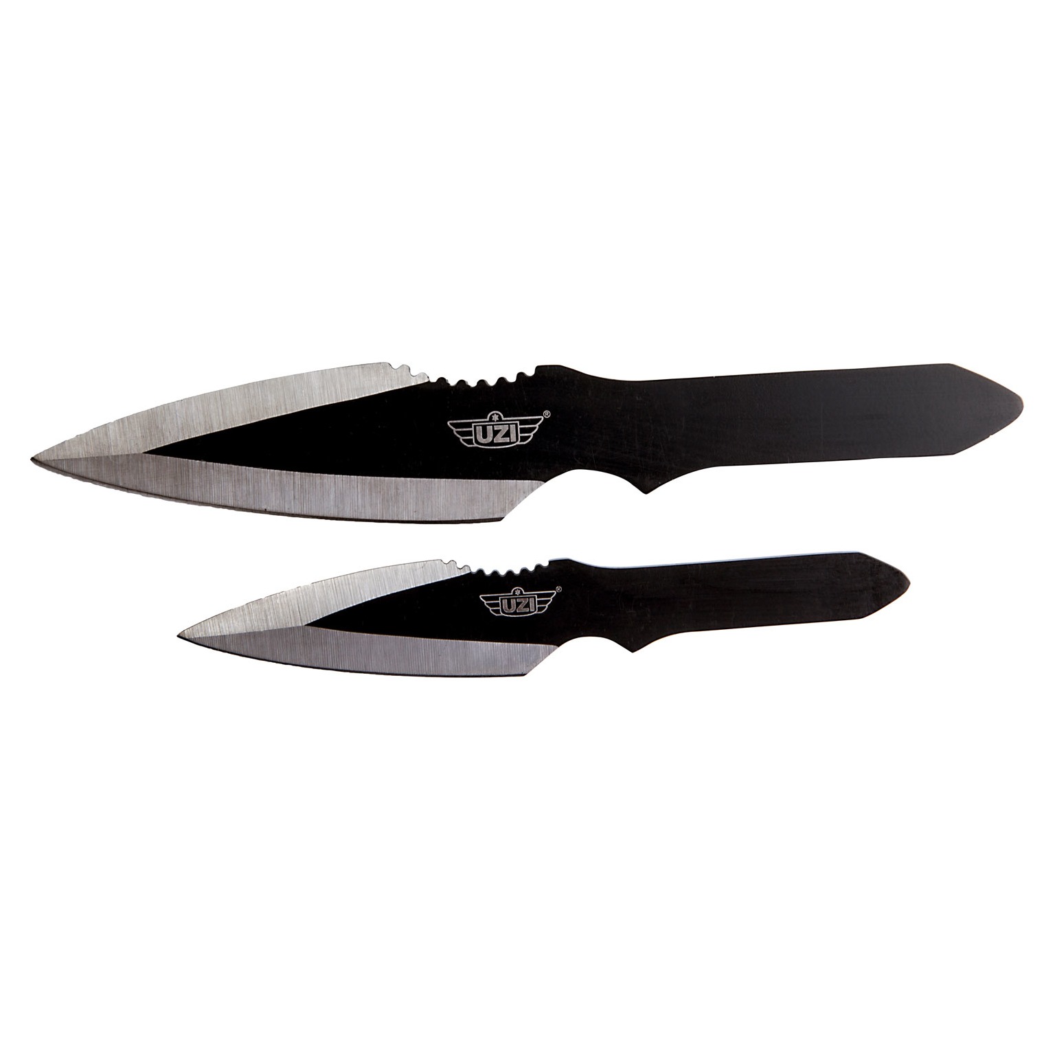 Uzi Accessories UZKTRW002 Throwing Knives Fixed Spear Point Plain Black Stainless Steel Blade Black Stainless Steel Handle Includes