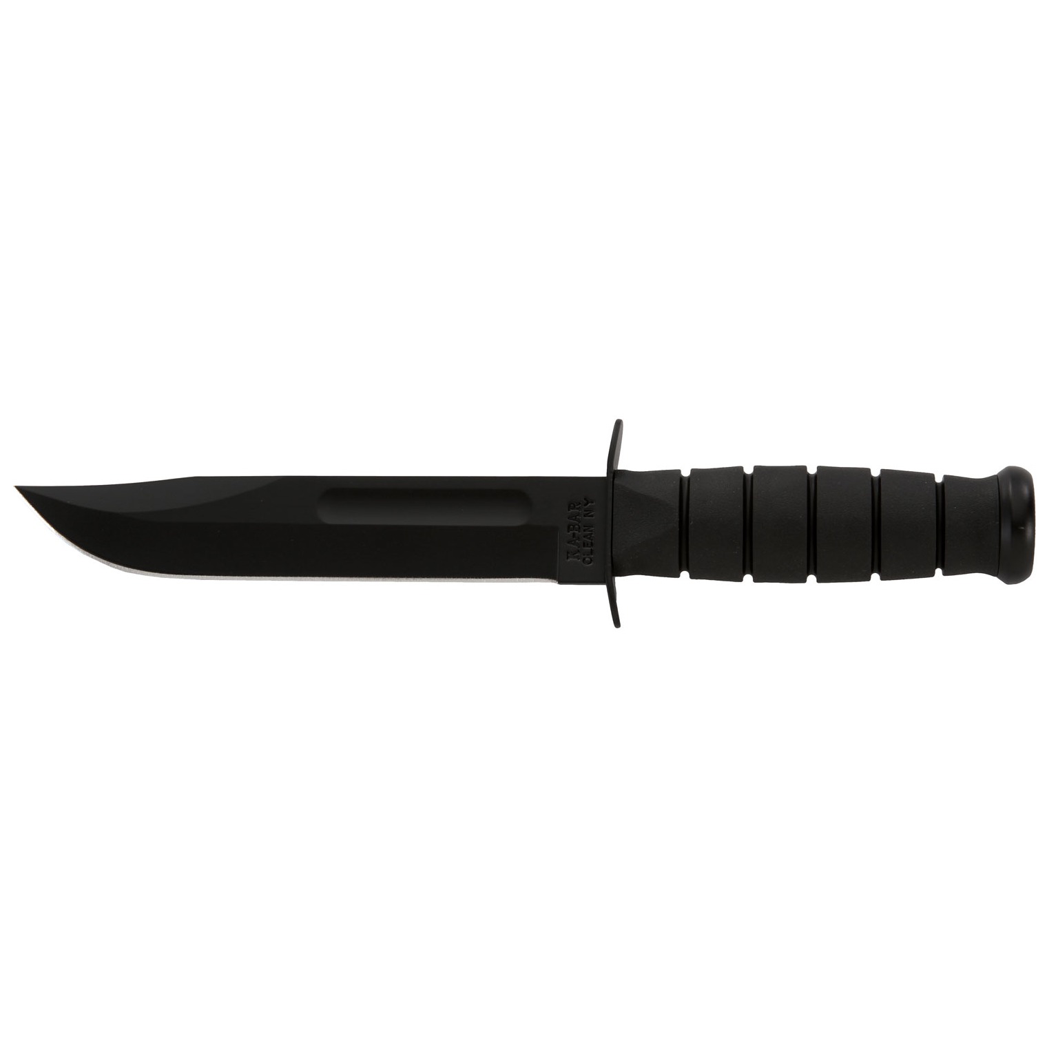 Ka-Bar 1211 Fighting/Utility 7” Fixed Clip Point Plain Black 1095 Cro-Van Blade, Black Kraton G Handle, Includes Sheath