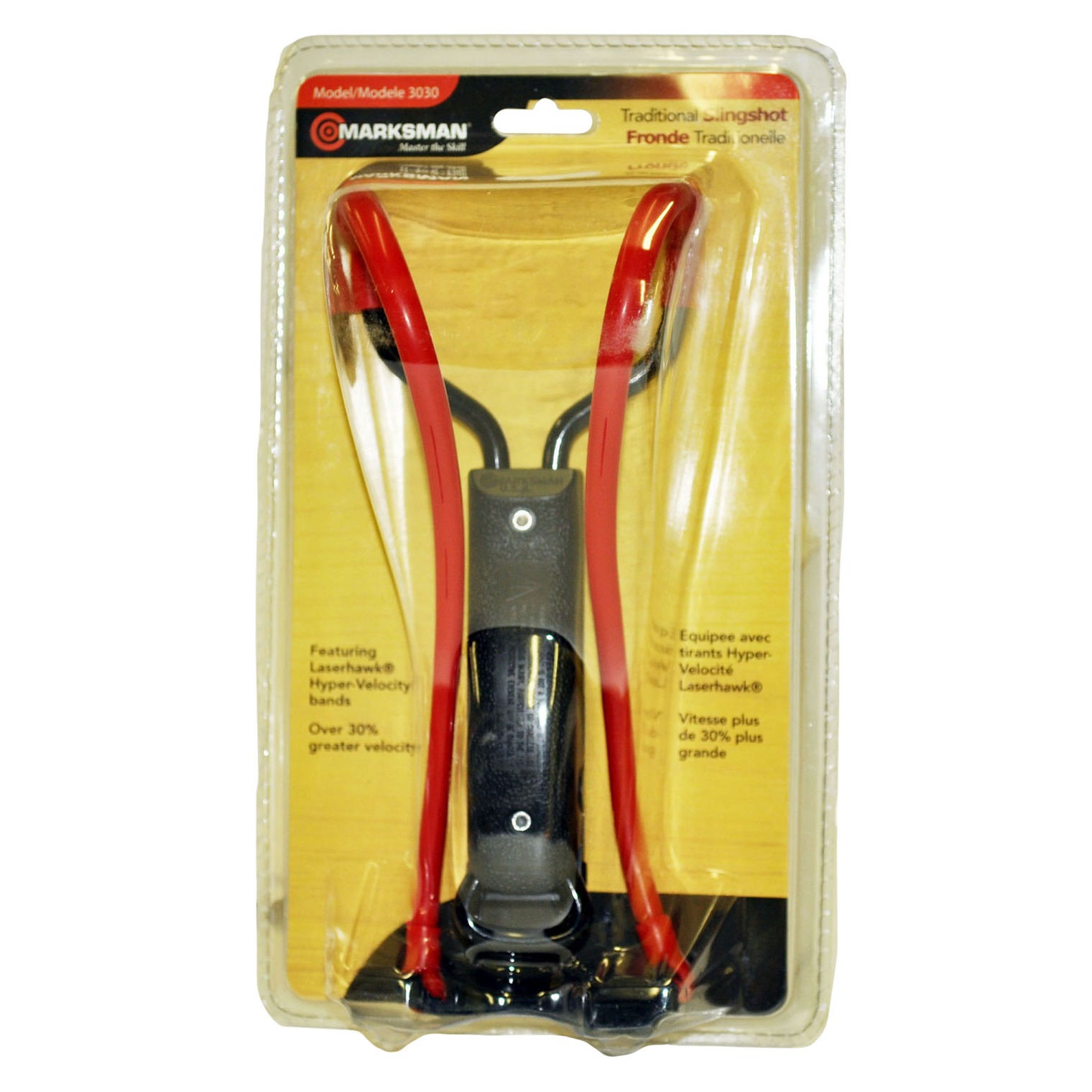 Marksman 3030 Marksman 3030 Traditional Slingshot Red Hyper-Velocity Band Black Molded Handle