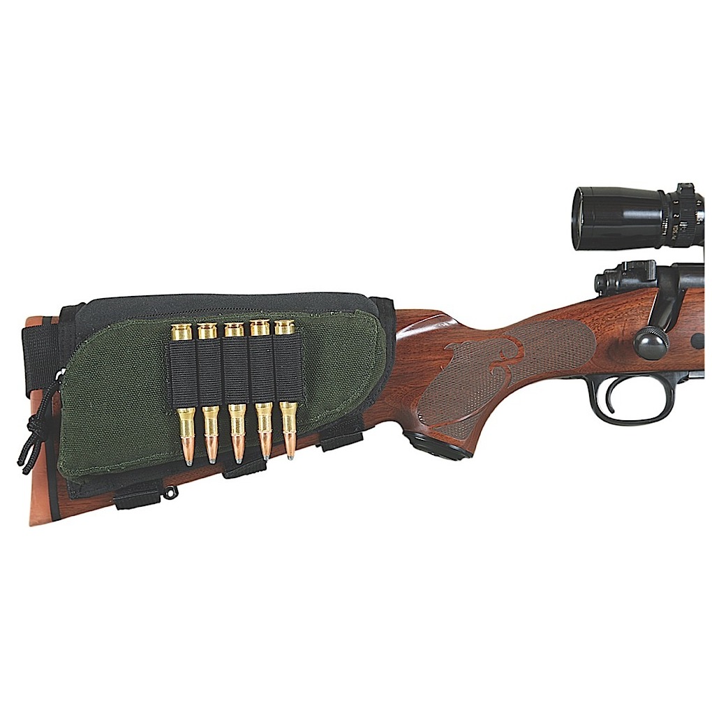 Allen 20550 Buttstock Shell Holder Black/Green Cordura Capacity 5rd Rifle Buttstock Mount