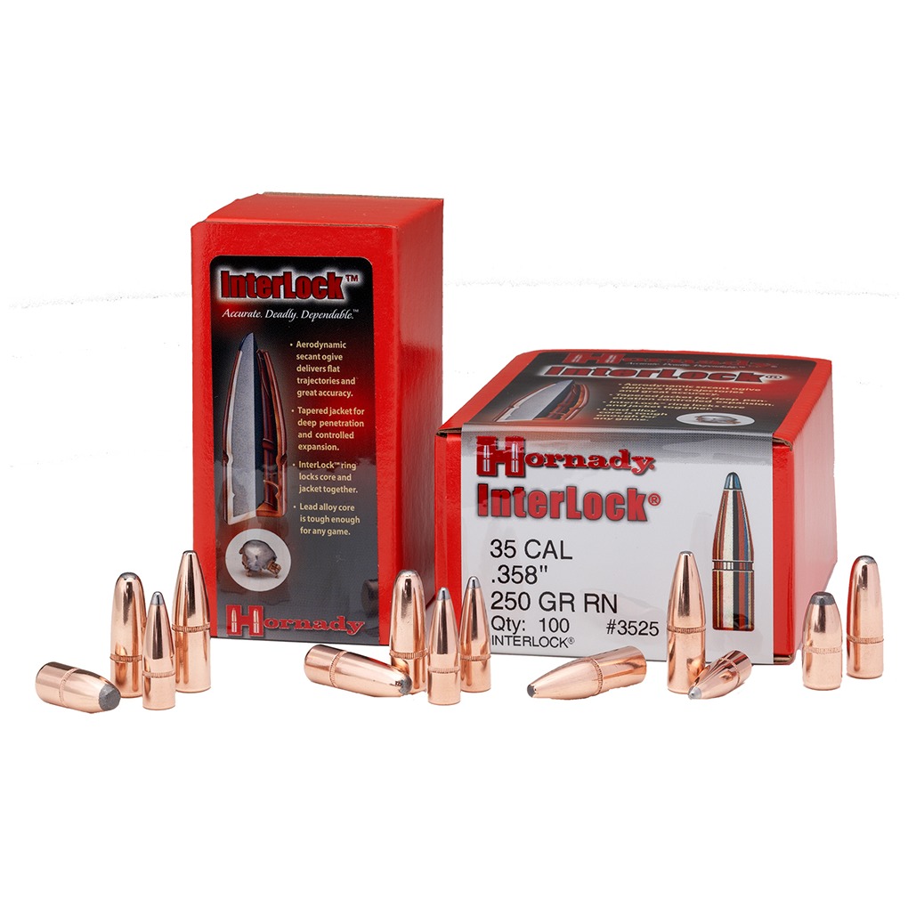 Hornady 3510 InterLock 35 Cal .358 200 gr Spire Point 100 Per Box/ 15 Case
