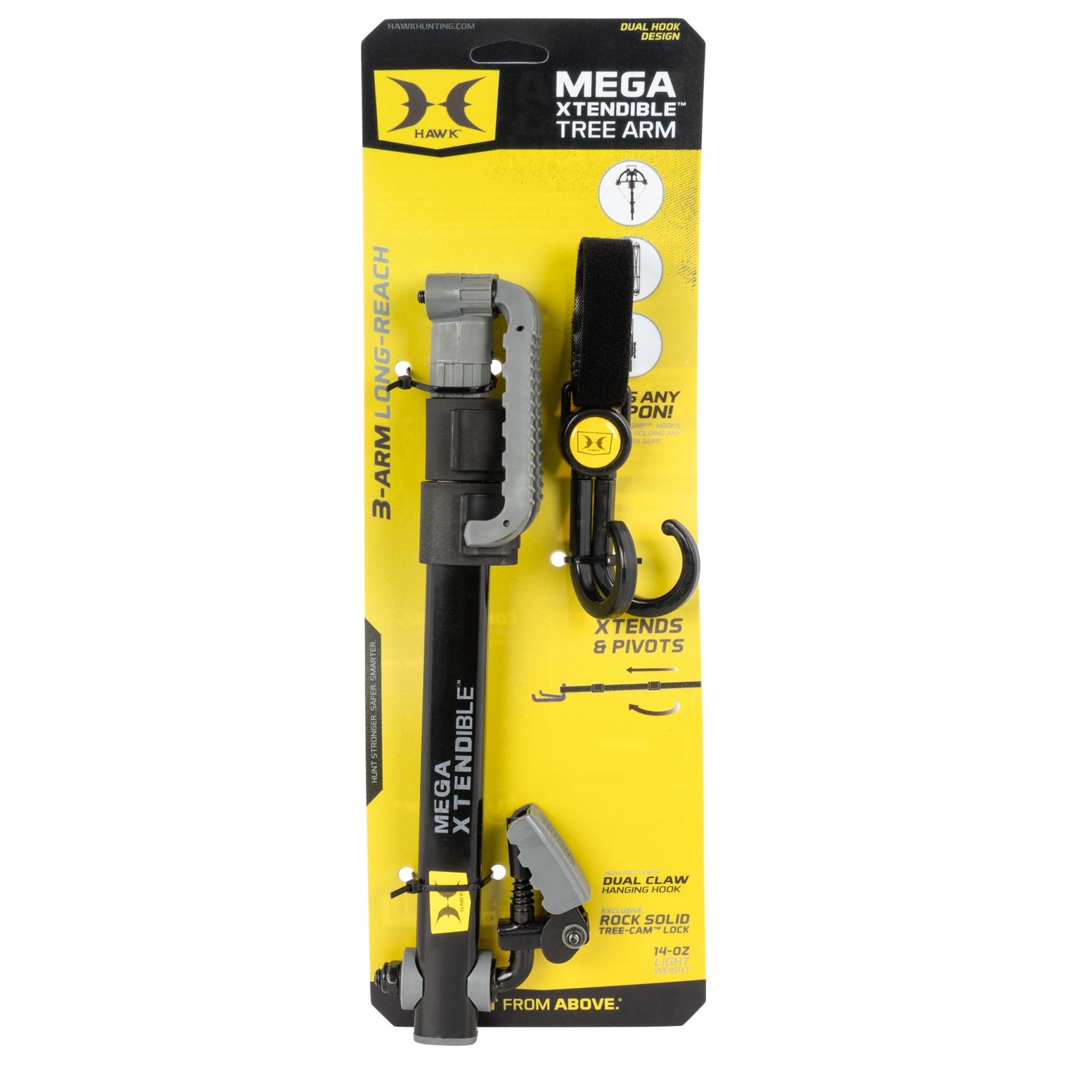 Hawk HWKHA3021 Mega Xtendible Tree Arm Black Aluminum 12”-25.5”