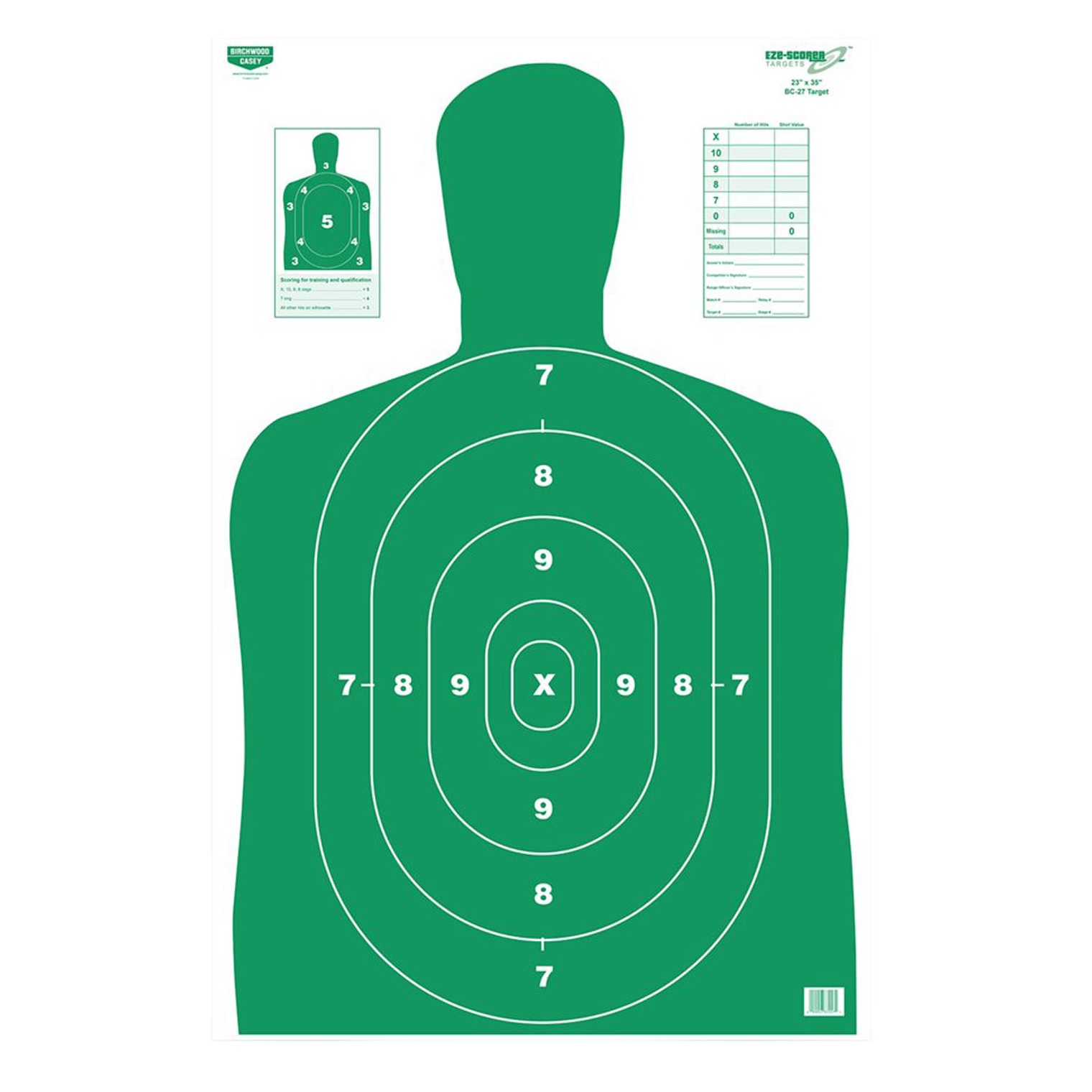 Birchwood Casey 37015 EZE-Scorer Silhouette Paper Hanging 23” x 35” Green 5 Pack