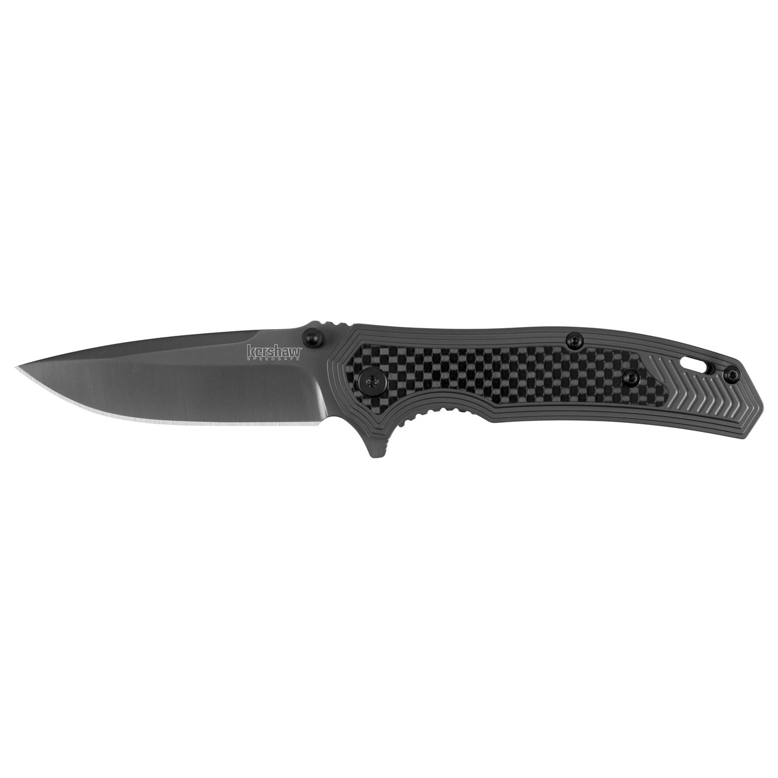 Kershaw 8310 Fringe 3” Folding Drop Point Plain Gray TiN 8Cr13MoV SS Blade Black/Gray Carbon Fiber/SS Handle Includes Pocket Clip