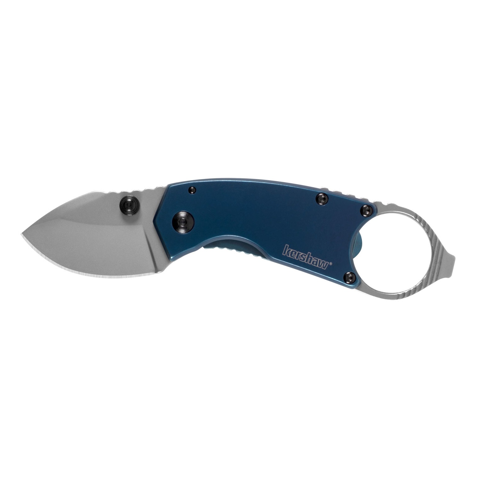 Kershaw 8710 Antic 1.70” Folding Drop Point Plain Bead Blasted 8Cr13MoV SS Blade Blue PVD Stainless Steel Handle Includes Pocket Clip