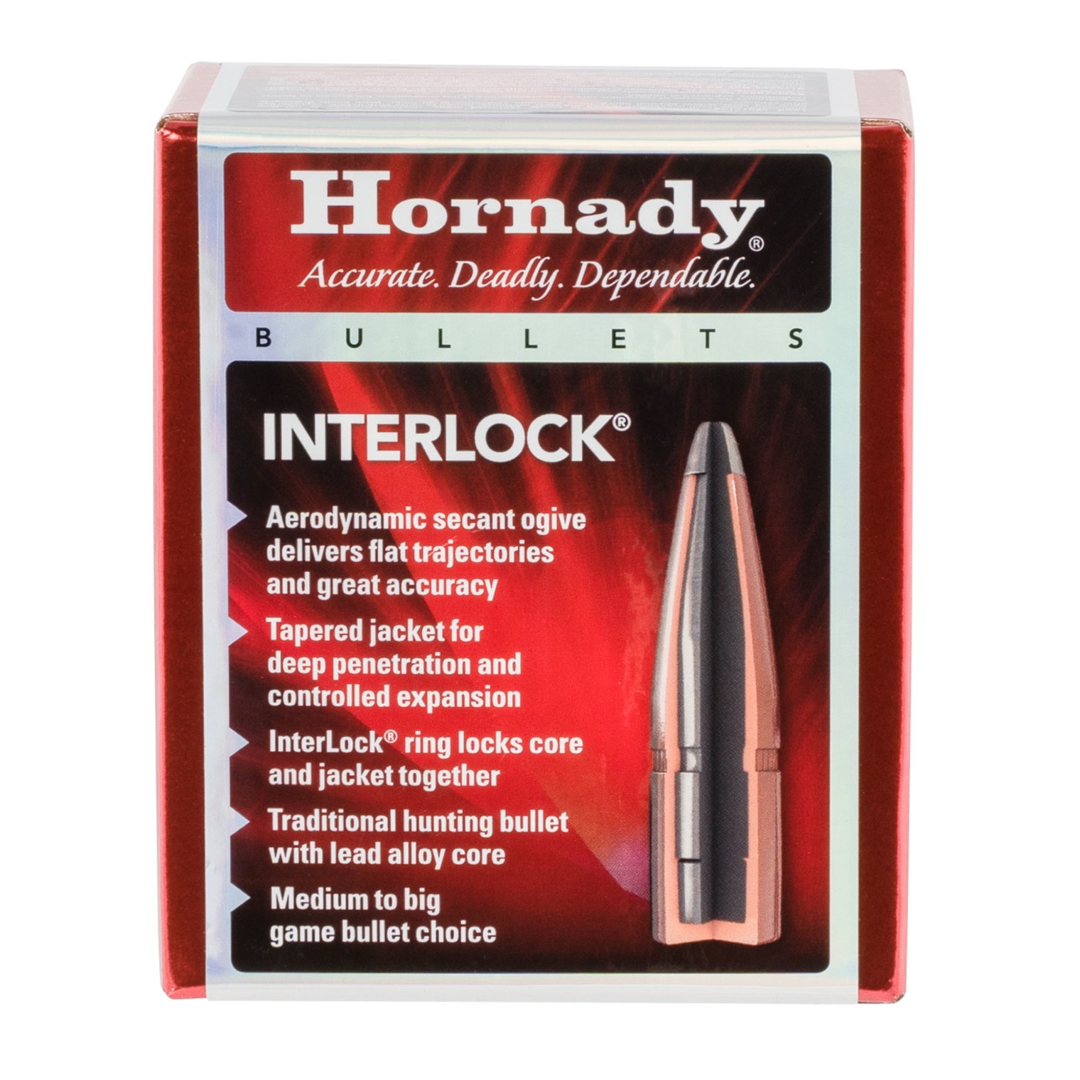 Hornady 45204 InterLock 45 Cal .452 245 gr Spire Point 50 Per Box/ 15 Case