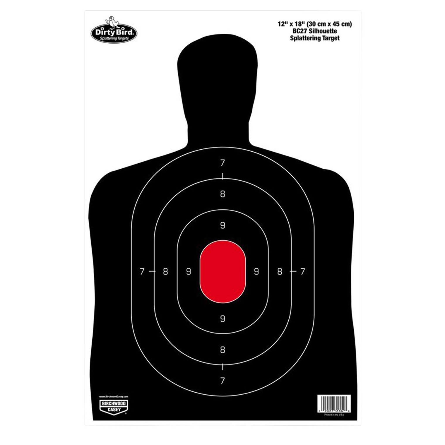 Birchwood Casey 35702 Dirty Bird BC-27 Silhouette Tagboard Hanging Pistol 12” x 18” Black/Red 100 Per Pkg