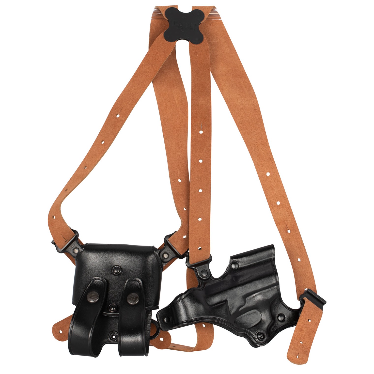 Galco JR202B Jackass Rig Shoulder System Size Fits Chest Up To 56” Black Leather Harness Fits Beretta 92F/FS Fits Taurus PT100 Right Hand