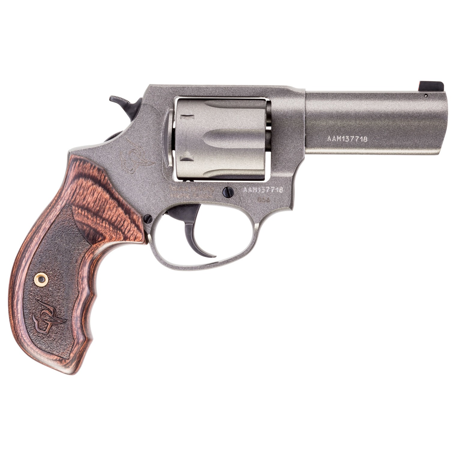 Taurus 2-8563CNS 856 Defender Small 38 Special +P 6 Shot 3” Tungsten Cerakote Stainless Steel Barrel, Cylinder & Frame, Altamont Wood Grip, Transfer Bar Safety, Exposed Hammer
