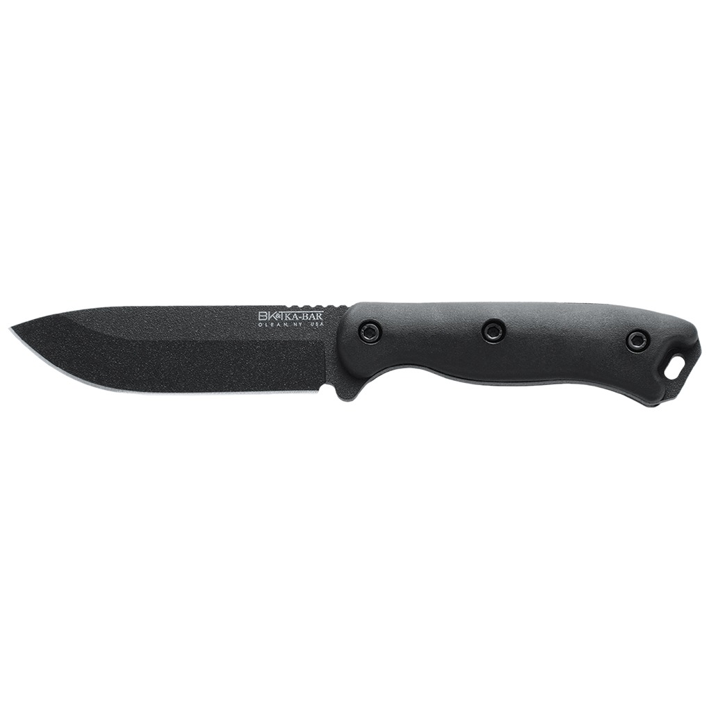Ka-Bar BK16 Becker 4.38” Fixed Drop Point Plain Black 1095 Cro-Van Blade, Black Ultramid Handle, Includes Sheath