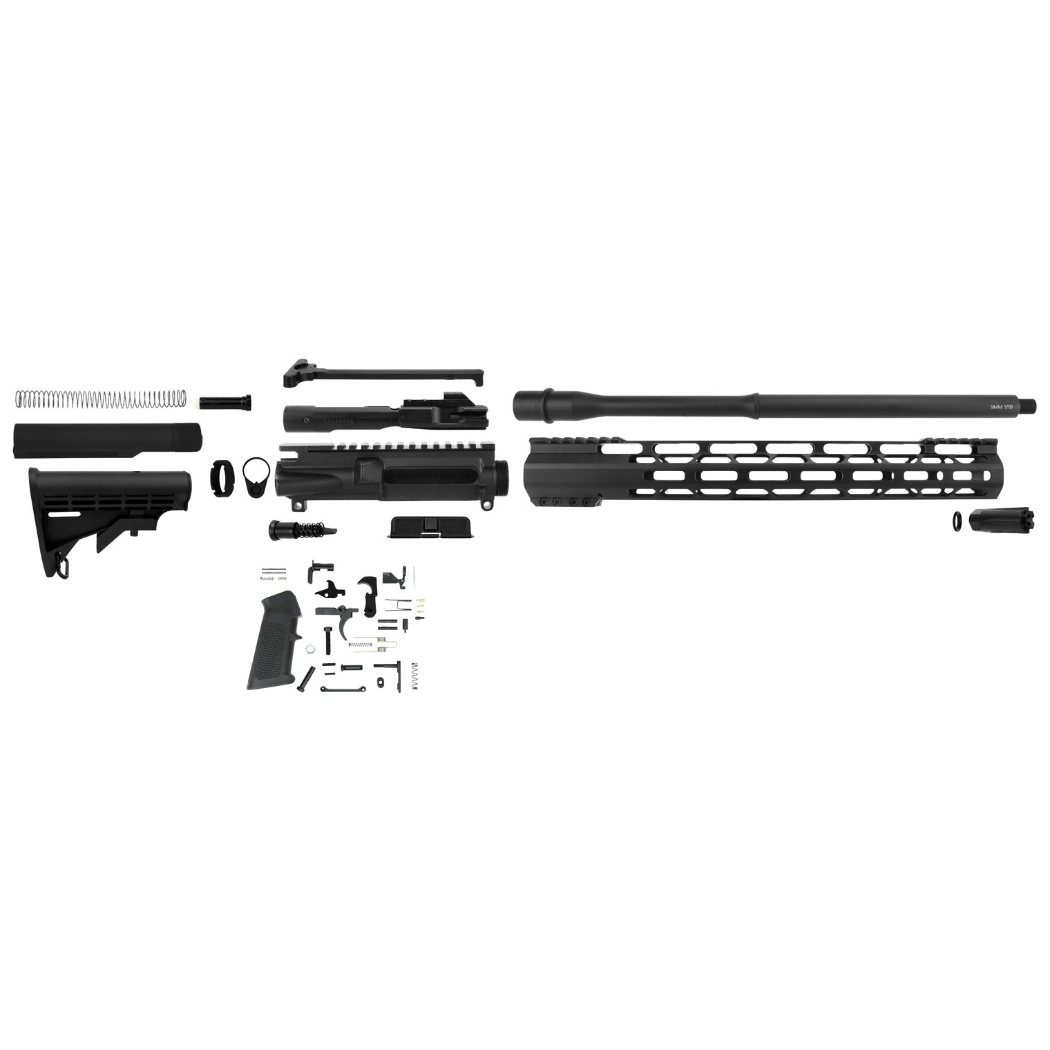 TacFire SSRK9MM16LPK AR Build Kit Sports South Exclusive 9mm Luger AR-15 Black Nitride Steel 1/2”x36
