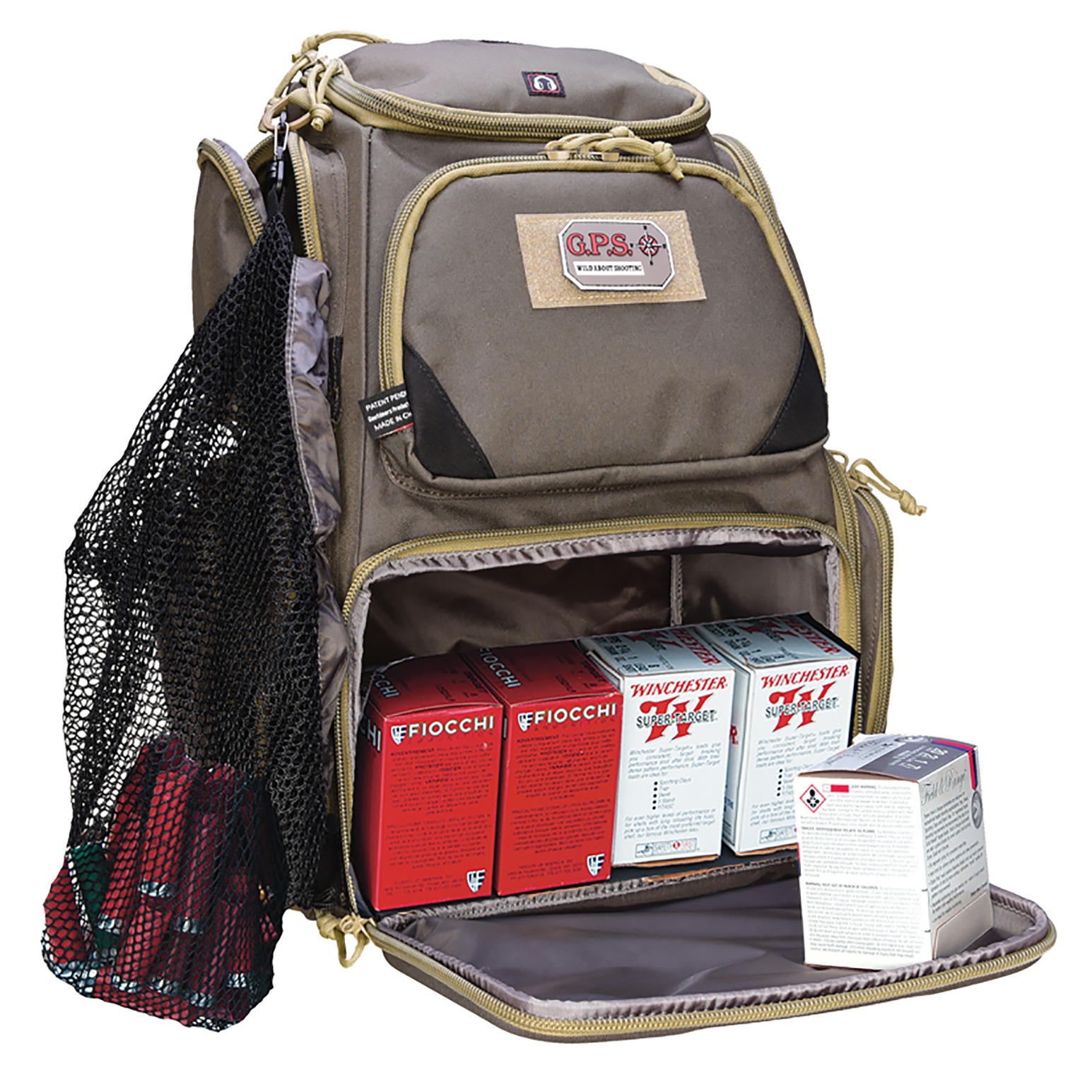 GPS Bags 1611SC Sporting Clays Backpack Olive w/Visual ID Storage System, Lockable Zippers, Storage Pockets, Pull-Out Rain Cover