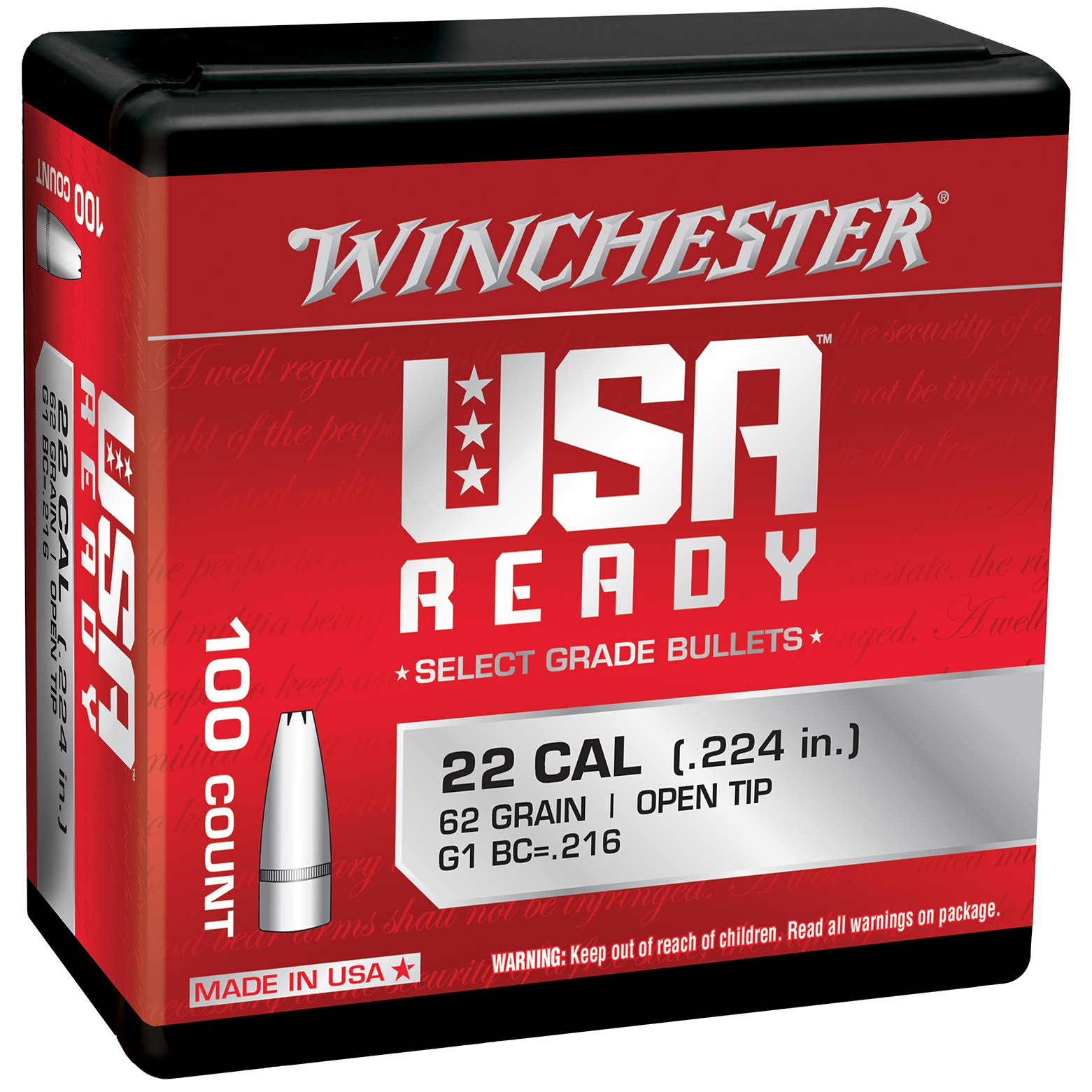 Winchester Ammo WBR22462 Centerfire Rifle 224Valkyrie 62gr Open Tip 100 Per Box/10 Case