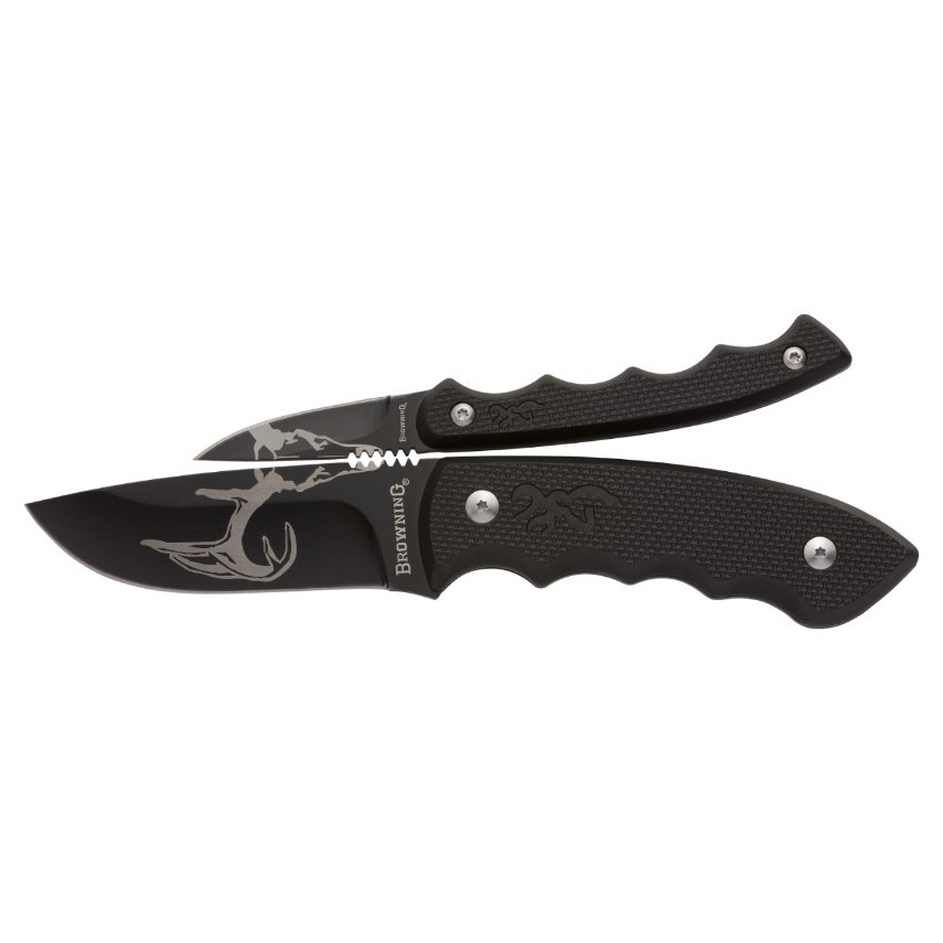 Browning Primal Combo Fixed 3.75”/5.25” Gut Hook/Saw Gut Hook/Skinner/Saw 8Cr13MoV SS Blade/Black Polymer w/Rubber Overmold Handle 3220420 023614964742