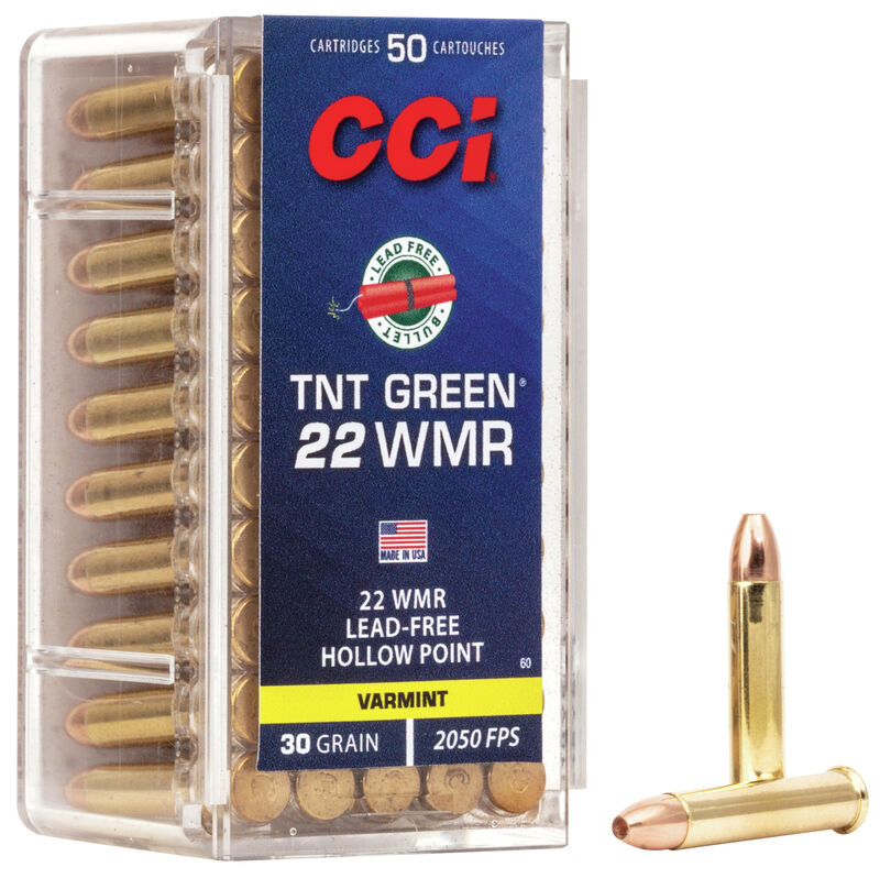 CCI TNT Green .22WMR 30gr. Lead-Free TNT Green Hollow Point 50rd Box #60